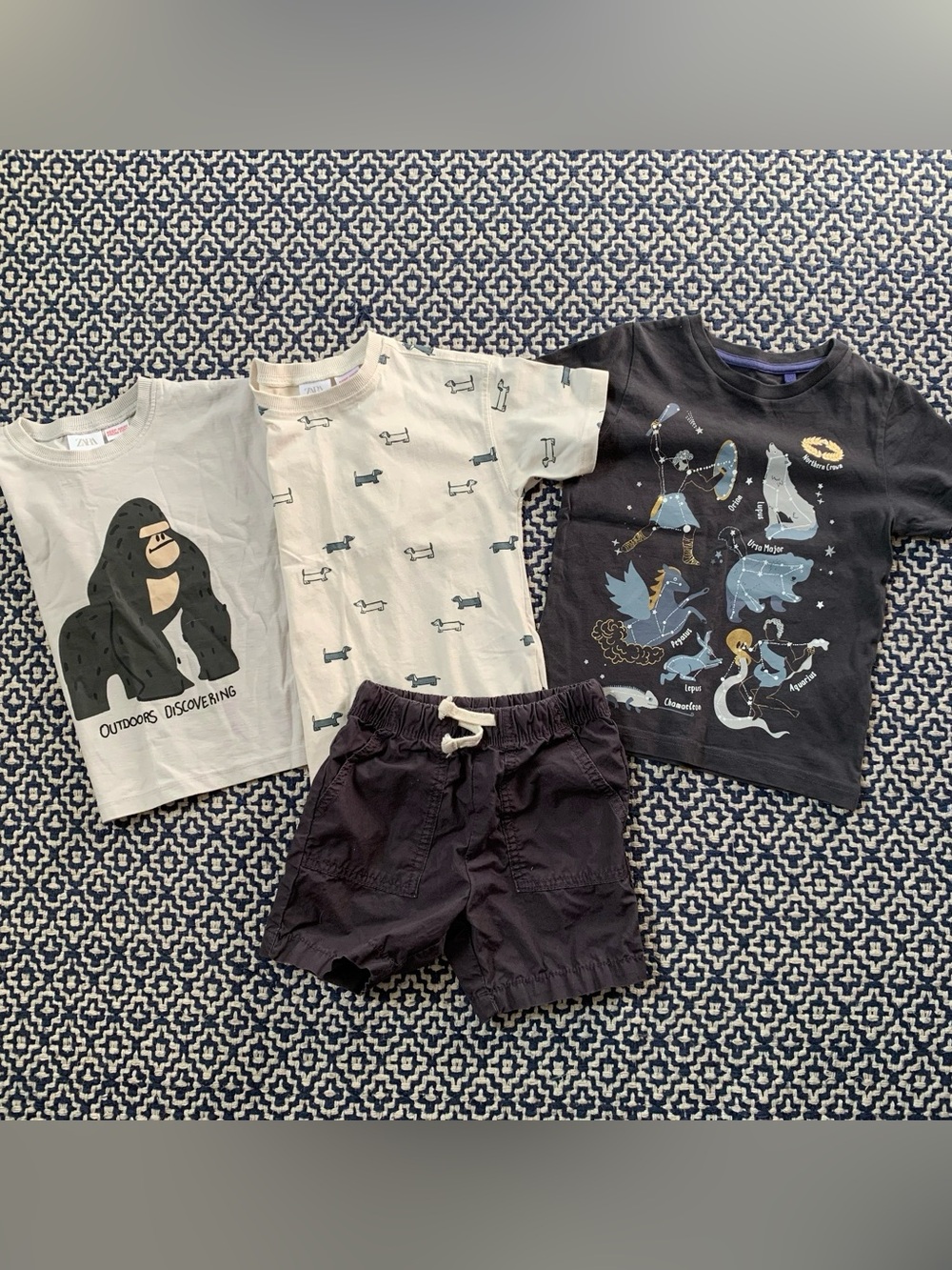 Mini Boden Glow Dark Gray Constellations Zara Dog Gorilla T-shirts & Short